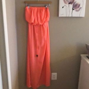 Pink summer long dress strapless